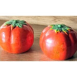 Vintage Salt & Pepper Shakers Ceramic Red Tomatoes Japan See Pictures